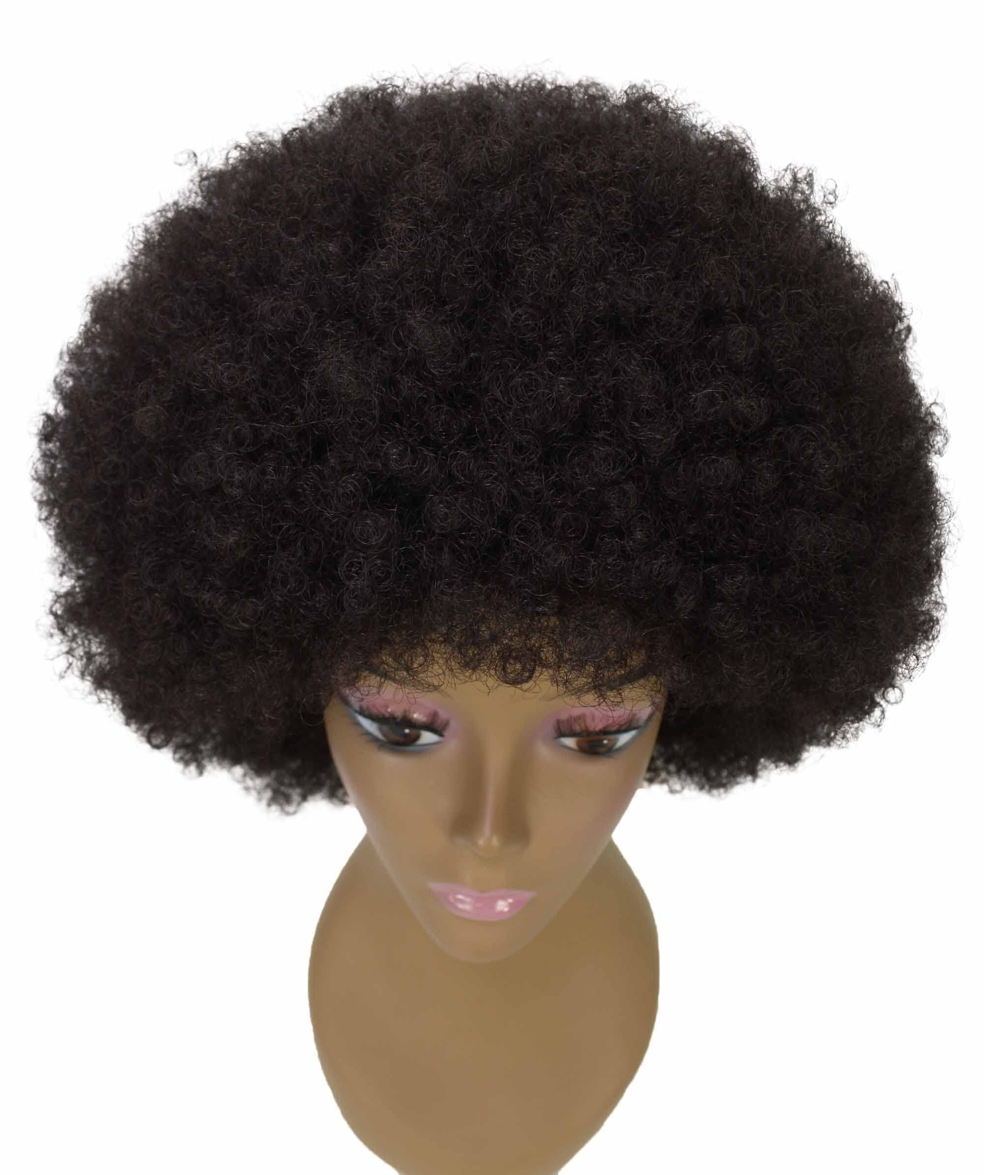 LUXLUXE Audre Curly Layered 13 in Long Half Wig Mix Human Hair and Synthetic Fibers, Dark Brown