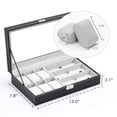 thumbnail image 2 of NEX 6 Slot Watch Boxes & Cases, Black, 6 Removable Pillows, 2 Keys, 13"x7.9"x3.3", 2 of 8
