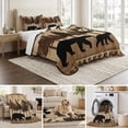 thumbnail image 6 of Quilts Twin Size Bedding Set, Vintage Bear Silhouettes Lightweight Quilted Comforter, Rustic Brown Wildlife Forest Soft Reversible Bedspread Coverlet with Pillow Covers for All Season, 68" x 86", 6 of 9