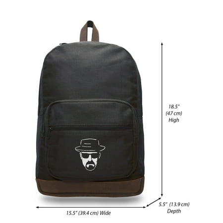 Breaking Bad Heisenberg Face Backpack with Leather Bottom Accents, (Best North Face Backpack For College 2019)