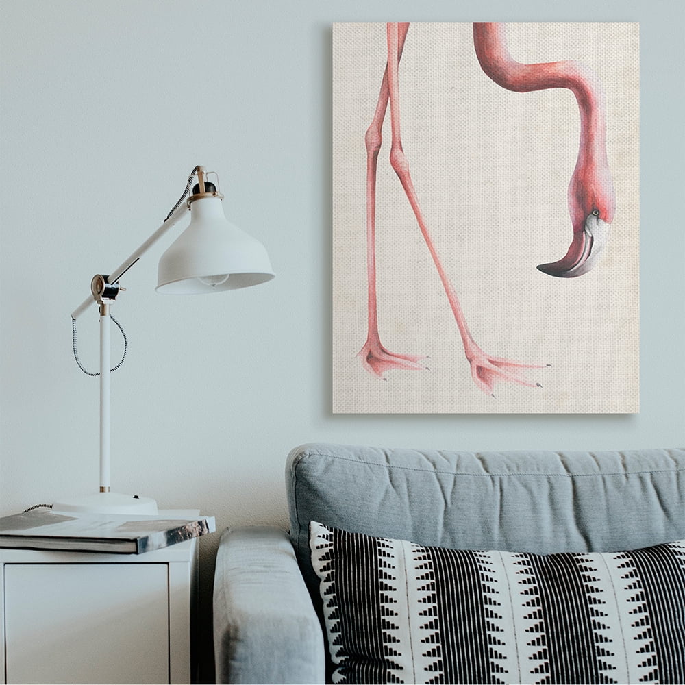 Stupell Industries Pink Flamingo Bending Feet Beak Detail Canvas Wall Art by Grace Popp
