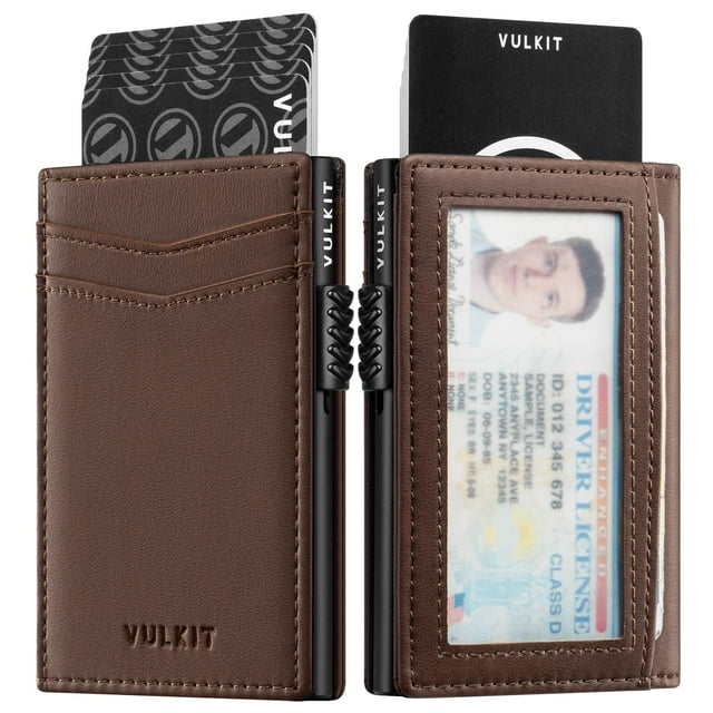 Cartera VULKIT de piel con bloqueo RFID y ventana de identificación