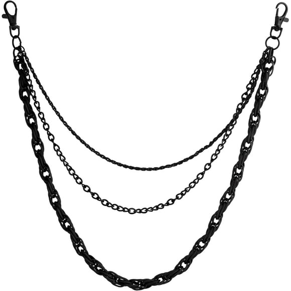 Black Layred Biker Pants Chain, Wallet Belt Chain, Goth Grunge Accessories, Jewellery Gift for Women