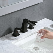 PROOX 8" Widespread Double Handles Bathroom Waterfall Basin Faucet with Drain Assembly