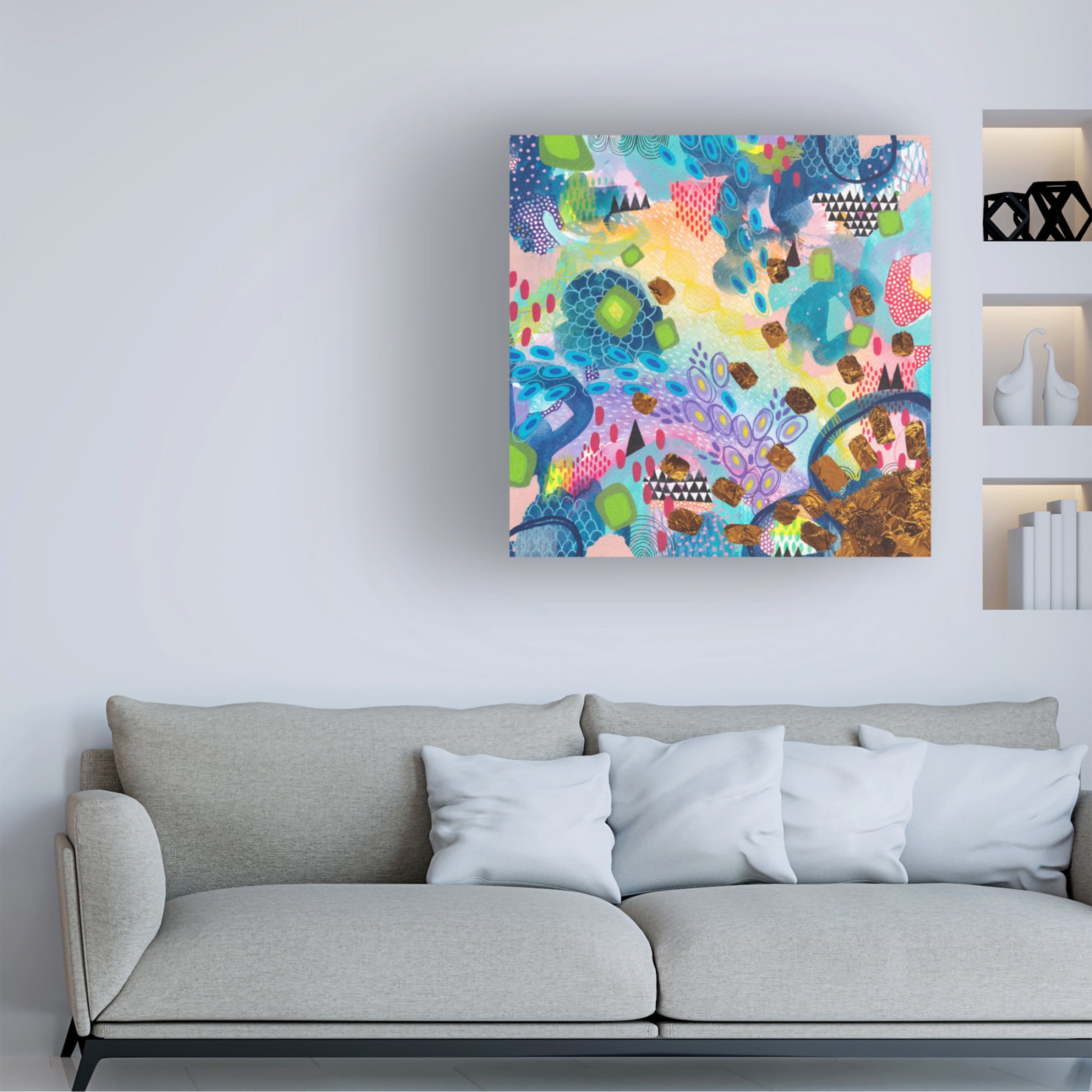 Canvas Wall Art - Van Dam Art 'Sun on the Ocean' Wall Art for Living Room, Bedroom, or Office Décor by Trademark Fine Art - 14 x 14 Inches