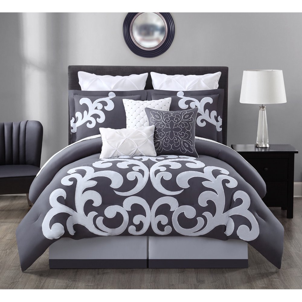 9 Piece Empress 100 Cotton Black/White Comforter Set Queen Walmart