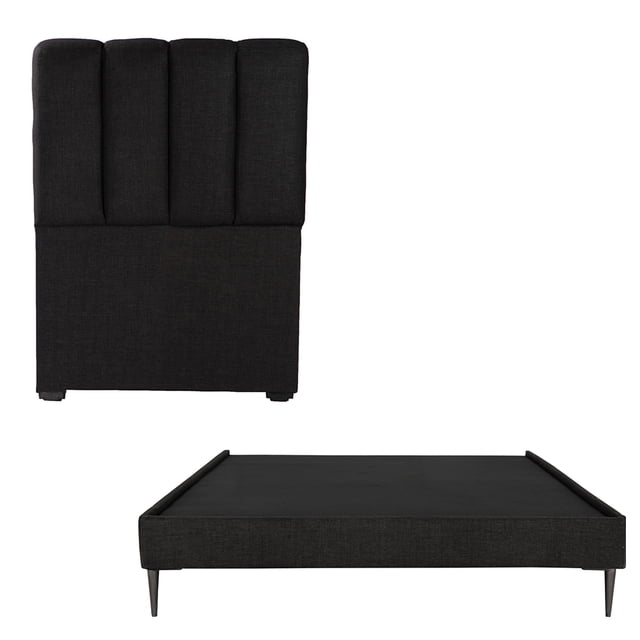 Recámara Individual Kami Negro con Cabecera + Base Cama Slim