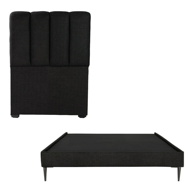 Recámara Individual Kami Negro con Cabecera + Base Cama Slim