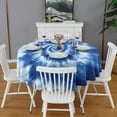 thumbnail image 2 of Blue White Tie Dye Spiral Pattern Round Tablecloth 60"x60",Wrinkle Wipeable Table Cloth for Kitchen Dining Room Picnic Patio Party, 2 of 6