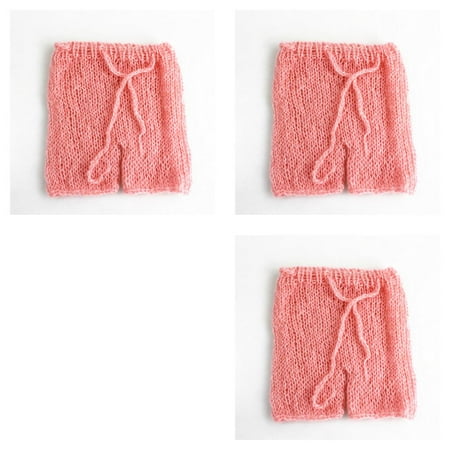 

3pcs Hand-woven Solid Color Baby Crochet Knitted Photo Photography Prop Infant Hat Pants Suits