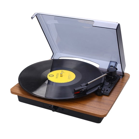 Mini Bluetooth Speaker Vinyl Record Player Protable Vintage Phonograph Turntables Redwood Color ,Accurate Channel Search