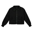thumbnail image 1 of PMVFHDE Liquidation Chandail à Col Rond pour Filles Chandail à Fermeture à Glissière pour Filles Mode pour Enfants Veste Doublée à Col Montant avec Poches Vêtements pour Filles,Noir,5-6 Ans, 1 of 5