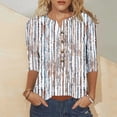 thumbnail image 2 of Jsaierl Womens 3/4 Length Sleeve Tops Plus Size Button Up V Neck Shirts Dressy Graphic Petite Blouses Workout Elegant T-shirts Top S-5XL, 2 of 7