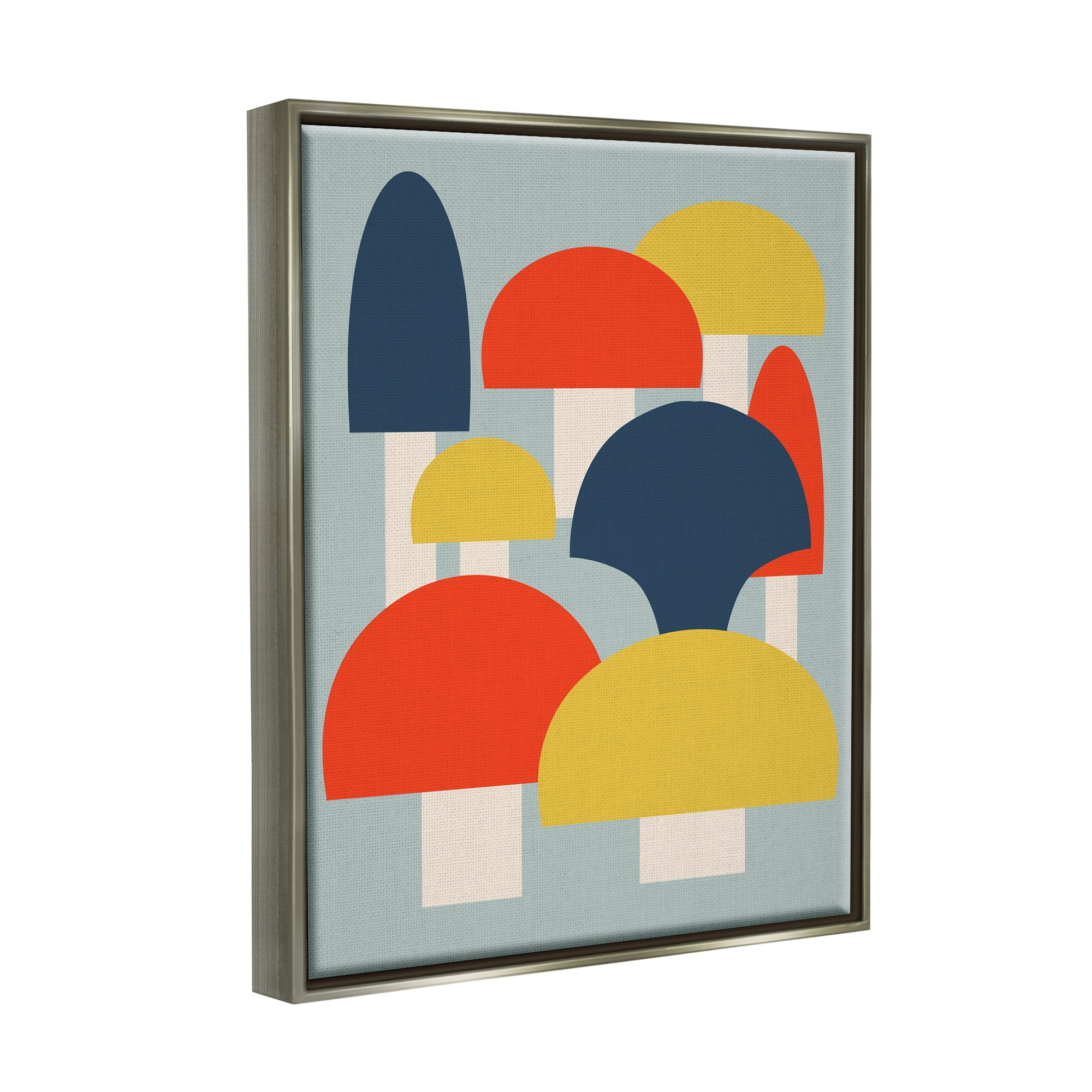 Stupell Industries Contemporary Mushroom Shapes Botanical & Floral Painting Gray Floater Framed Canvas Art Print Wall Art, 17 x 21