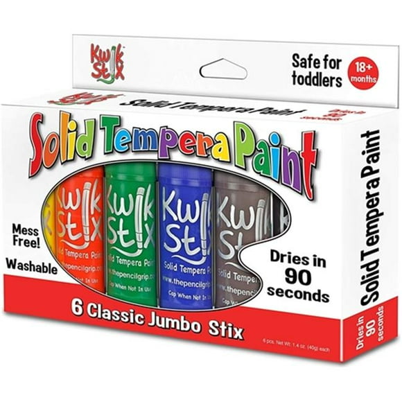 The Pencil Grip TPG646 Kwik Stix 6 Couleurs Classiques Peinture Solide Jumbo