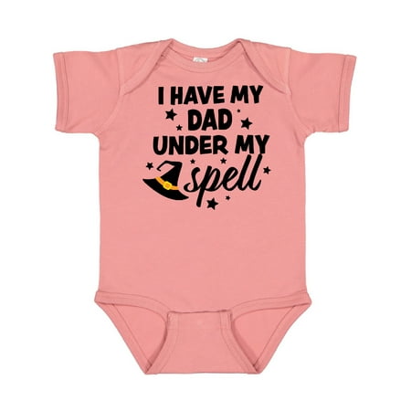 

Inktastic I Have My Dad Under My Spell with Cute Witch Hat Gift Baby Boy or Baby Girl Bodysuit