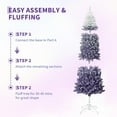 thumbnail image 4 of 7.5 ft Christmas Tree,Snow Flocked Pencil Christmas Tree, Slim Artificial Christmas Tree with Sturdy Metal Stand,Space-Saving Design for Home and Office Decor,Purple Gradient, 4 of 9