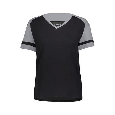 Augusta Sportswear B24434702 Women Triblend Fanatic 2.0 V-Neck T-Shirt, Scarlet & White - Extra Small