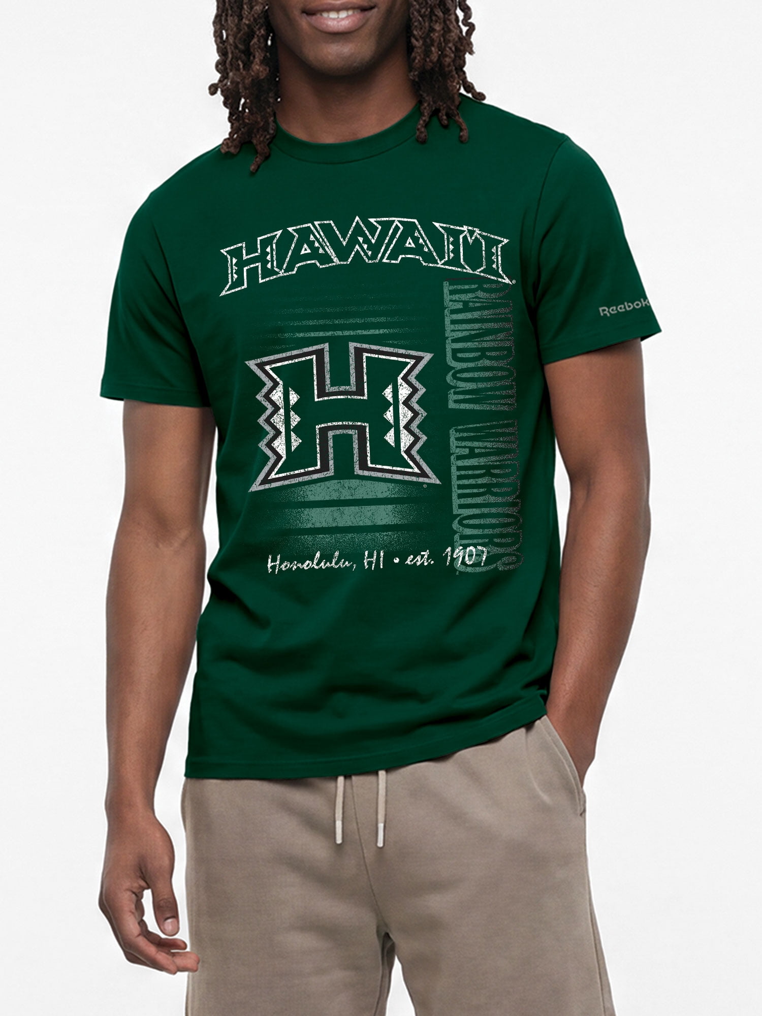 Hawaii Rainbow Warriors Reebok Mens Crew Neck Short Sleeve T-Shirt