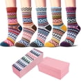 thumbnail image 3 of Baqcunre Warm Socks for Women, 5 Pack Womens Socks Vintage Winter Soft Warm Cold Knit Wool Socks, Warm Socks for Men, Comfy Socks Women Fuzzy Warm, Womens Warm Socks, 3 of 9