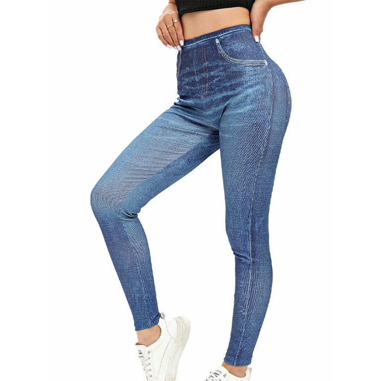 Fashion Women's Imitation Jeans Stretchable Slim Leggings Jeans