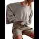 thumbnail image 2 of Sudadera Corta para Mujer, Cuello Redondo, Larga, Talla Grande, Otoño-Invierno 2025, Estilo Jersey Holgado. Gris XL, 2 of 10