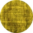 thumbnail image 1 of Ahgly Company Machine Washable Indoor Round Abstract Yellow Contemporary Area Rugs, 3' Round, 1 of 4