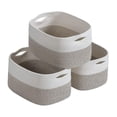 thumbnail image 1 of Cesta de cuerda de algodón, cubos de almacenamiento multiusos con asa para organización y almacenamiento, contenedores para guardería y baño, 3 uds. Beige Marrón, 1 of 8