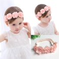 thumbnail image 2 of 2 Pack Flower Crown Baby Headbands Newborn Floral Birthday Headbands Infant Wrap Soft Chiffon Elastic Baby Turban Pink Hair Band for Infant Toddler Kids, 2 of 8