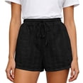 thumbnail image 7 of longantii Womens Lace Shorts 2026 Cute Eyelet Boho Summer Drawstring High Waist Cotton Shorts for Women Trendy Black XXL, 7 of 7