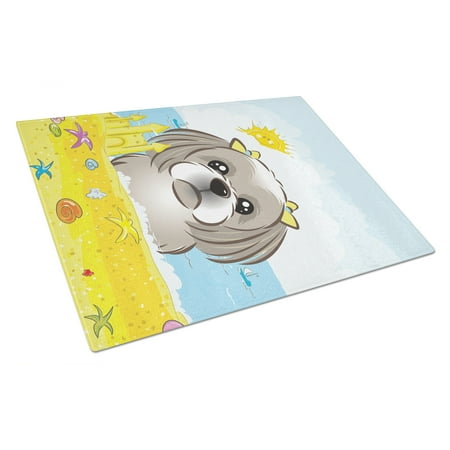 

Caroline s Treasures Gray Silver Shih Tzu Summer Beach Glass Cutting Board Large