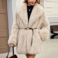 thumbnail image 6 of Miqool Women's Faux Fur Coat Lapel Collar Long Sleeve Warm Winter Coat with Pockets and Belted, 6 of 8