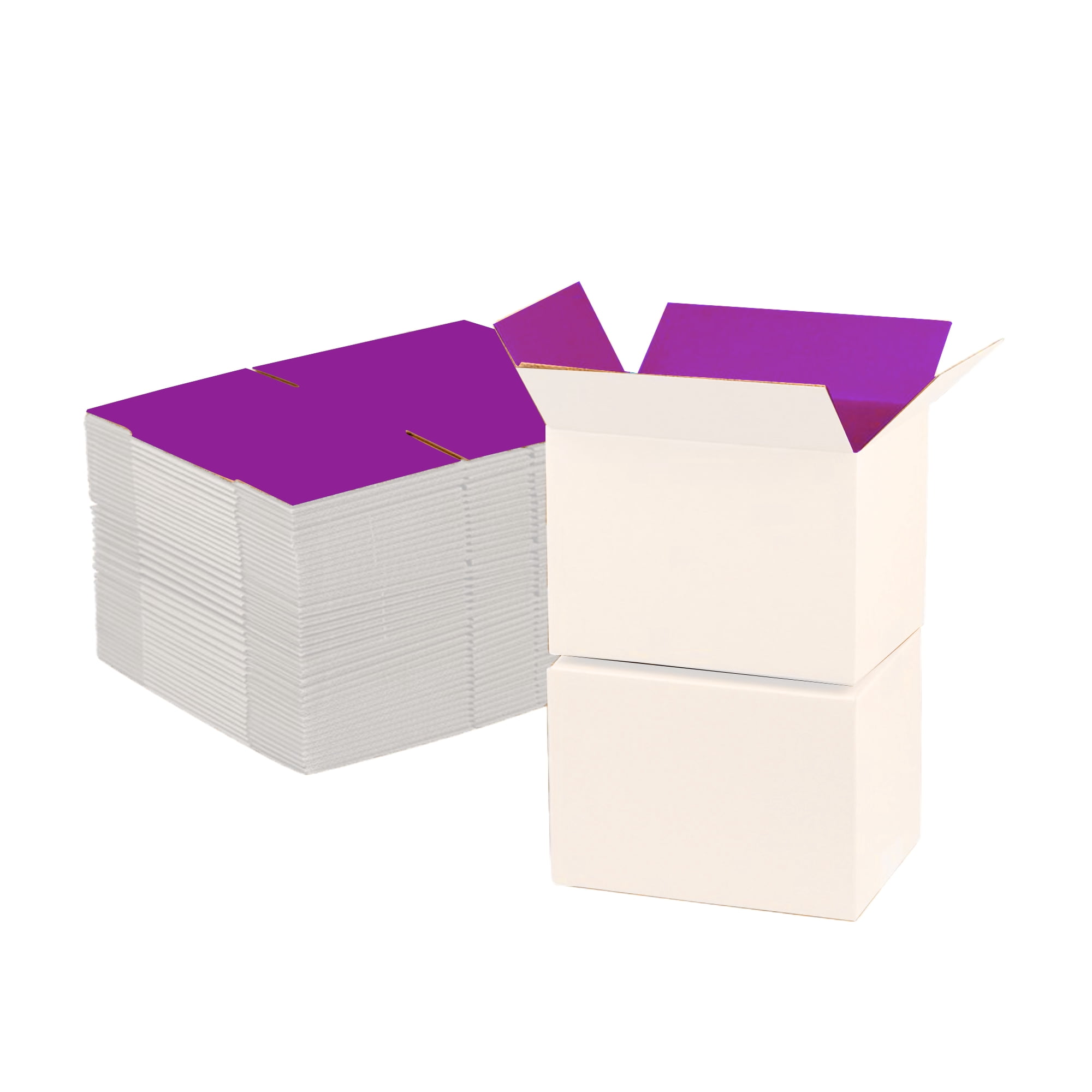 Ucanpack 1/8 Inch Thick Corrugated Packaging Box, 7x7x5" Purple Small Business Box, Made In USA- 25 Pcs Packing Carton For Moving Medium, Cardboard Shipping Case