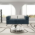thumbnail image 6 of 80" Convertible Couch Bed with 2 Pillows, 3-Seat Folding Floor Couch & King Size Bed Mattress, DIY Combination,Chenille,Blue, 6 of 10