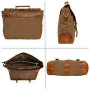 Leather Messenger Bag for Men, Laptop Briefcase Shoulder Business Satchel Vintage Canvas Travel Work Bag by Rustic Town