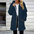 thumbnail image 5 of Womens Winter Fuzzy Fleece Jacket Hooded Long Sleeve Comfortable Cardigan Coats Outerwear with Pockets (3XL, Navy), 5 of 5