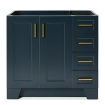 Ariel Taylor 36 In. Left Offset Single Sink Base Cabinet In Midnight Blue