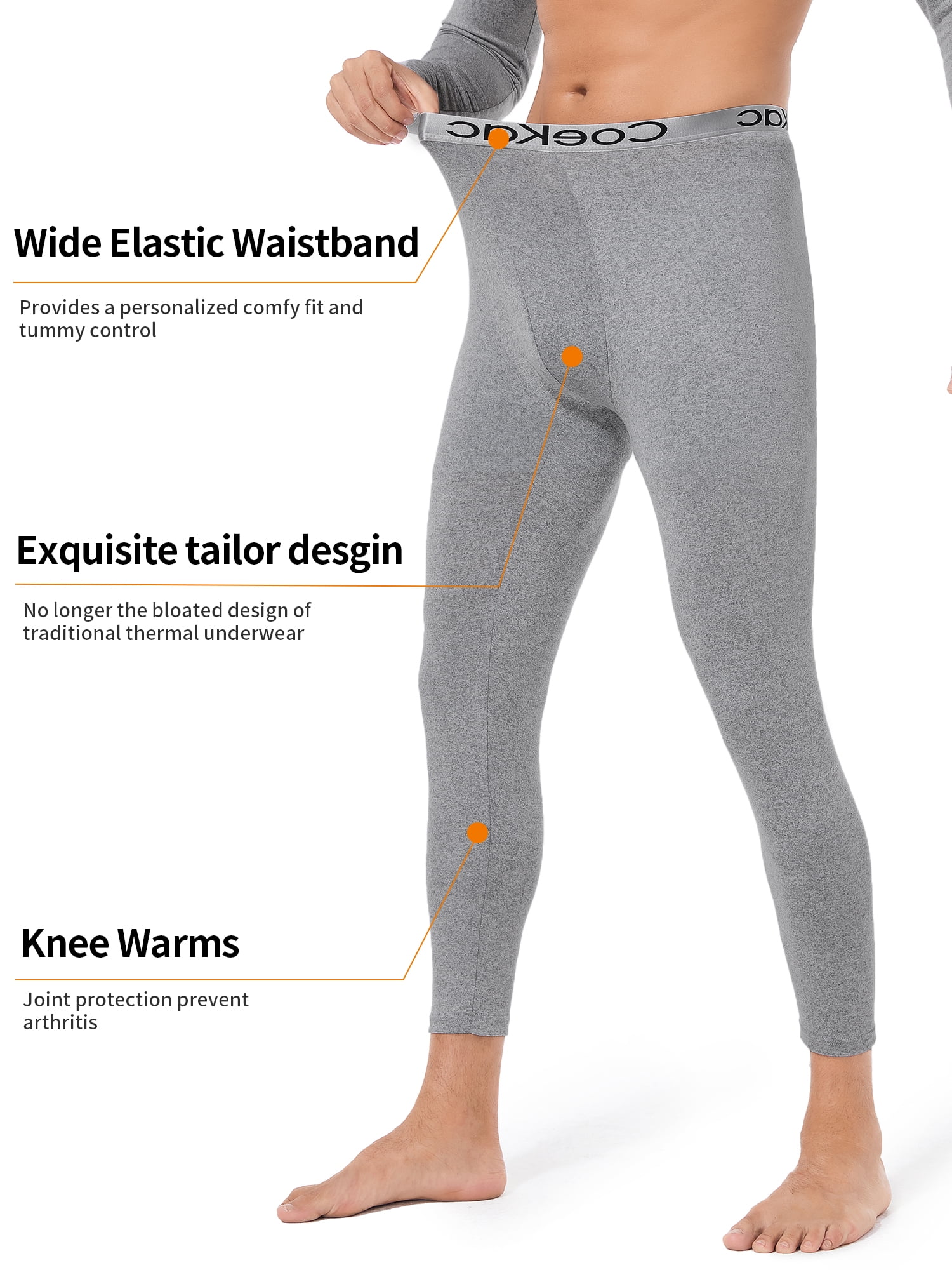 yingyy Winter Long Johns Men Thermal Underwear Self-heating Thick Home  Clothes T-shirts Breathable Skin Friendly Trousers Drak Gray XXL 