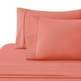 thumbnail image 3 of Marina Decoration Ultra Soft Silky Deep Pocket Solid Rayon from Bamboo Bedding All Season Sheet Set, Coral Color, 3 of 7