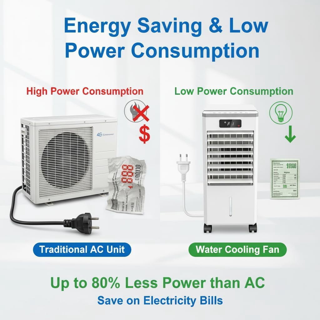 7L Evaporative Air Cooler, 3-in-1 Portable Swamp Cooler with Remote Control & 1.84 gal Water Tank, 3 Speeds, Auto Swing Louvers, 12H Timer & Ice Packs for Bedroom Office – 120V