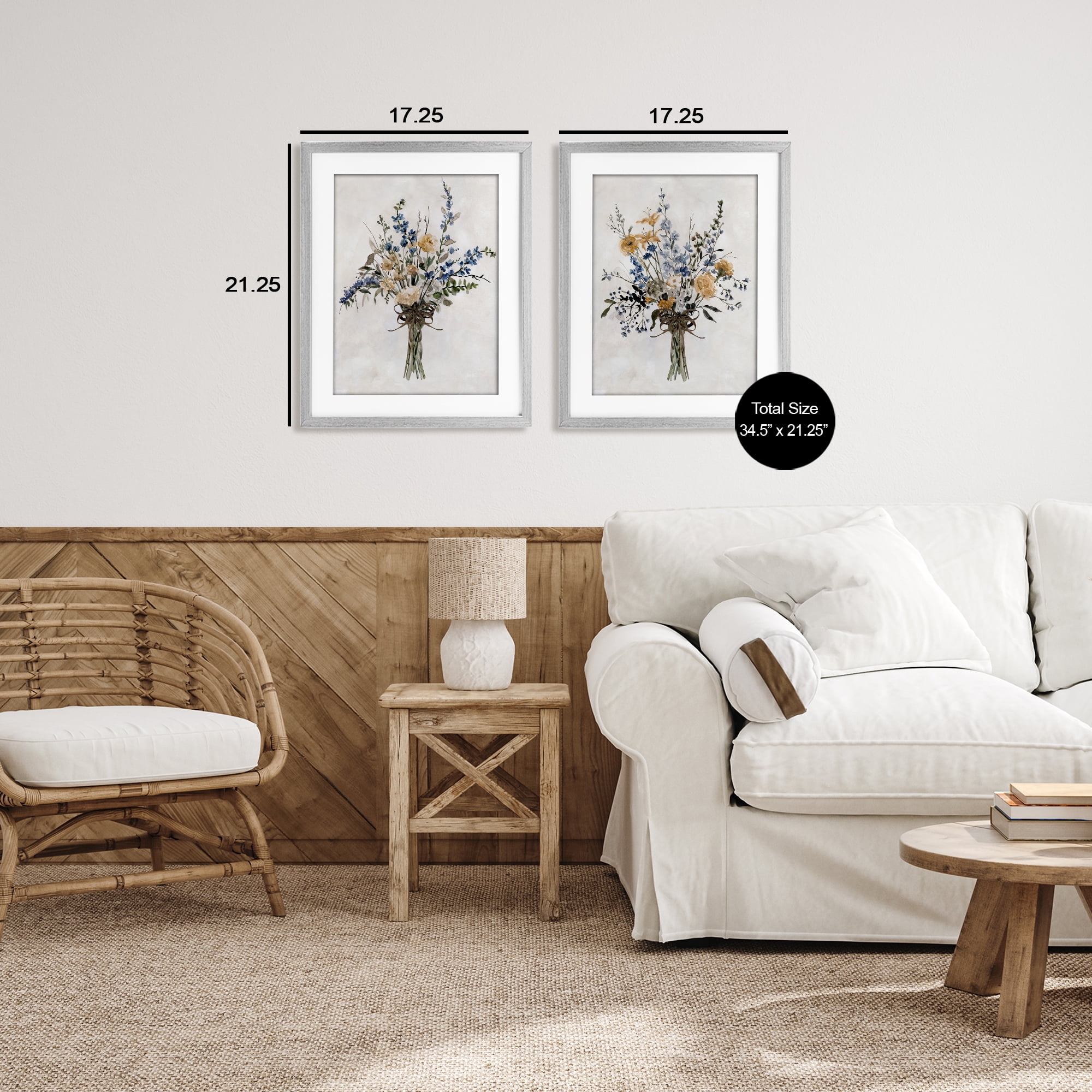 Stupell Industries Bushels of Herbs 2 Piece Gray Framed Print Under Glass Set, design by Carol Robinson