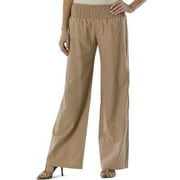 Metro7 - Women's Linen-Blend Smocked Pant