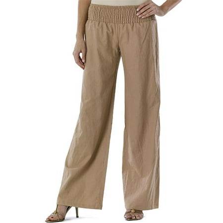 Metro7 - Women's Linen-Blend Smocked Pant