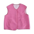 thumbnail image 6 of Women's Cropped Fuzzy Vest Casual Button Down Sleeveless Teddy Jacket Gilet Outerwear Coat, 6 of 9