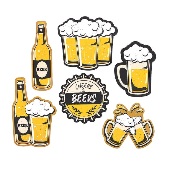Beer Wall Cutouts - Party Decor - 6 Pieces