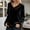 Black, variant on Velvet Tops for Women V Neck Velour Blouse Solid Casual Long Sleeve T Shirt (Silver XL)