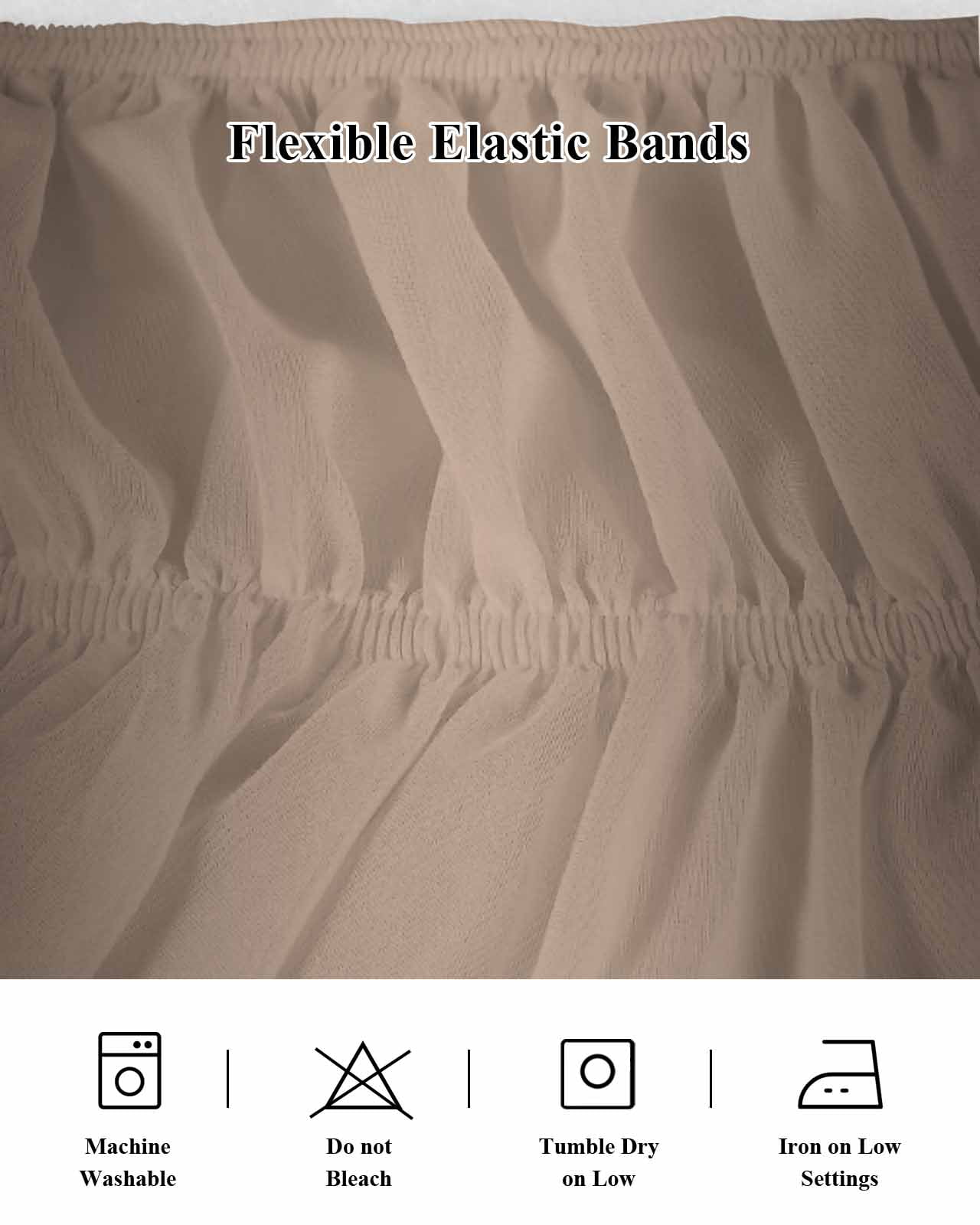 Dark Brown Bed Skirt Queen Size 16" Drop Ombre Solid Color Gradient Modern Art Ruffled Wrap Around Bed Skirts Adjustable Elastic Bedskirt Dust Ruffle for Queen Size Bed