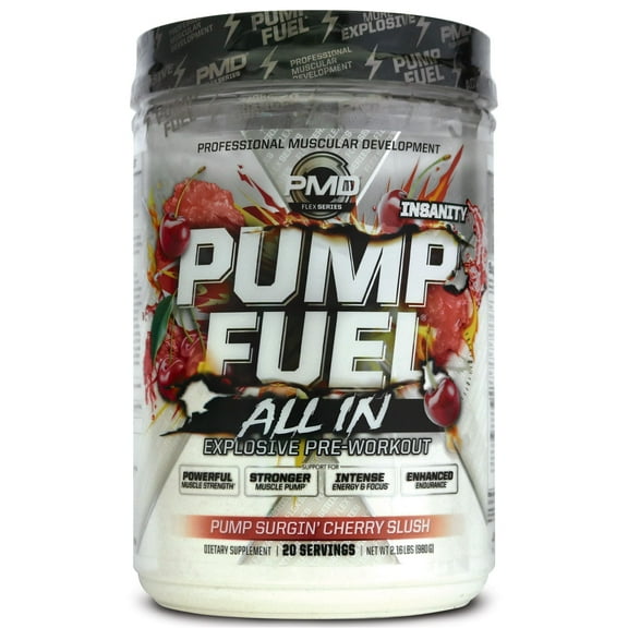 PMD Sports Pump Fuel ALL IN Insanity - Ultimate Pre Workout-Pump Surgin’ Cherry Slush (20 Servings)