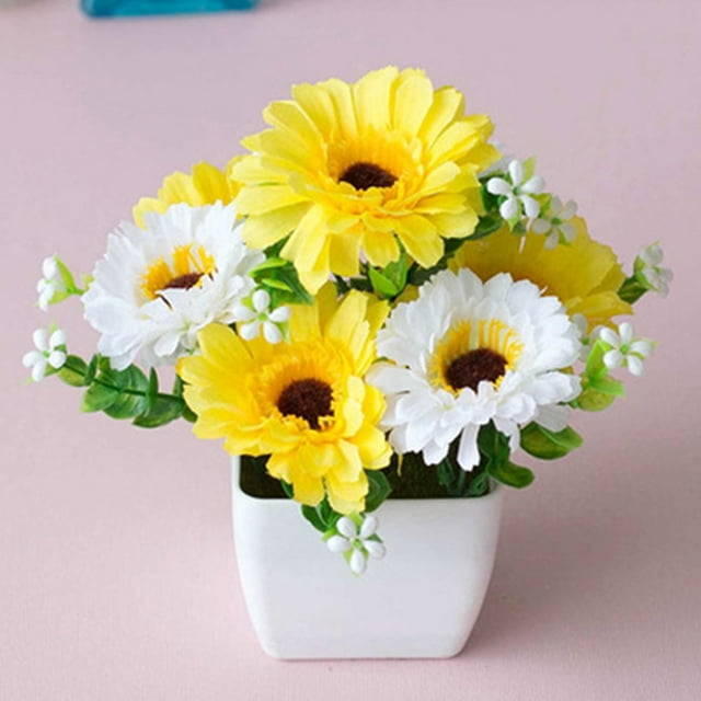 Plastic Outdoor Artificial Flowers Fake Plants In Pot Grass Garden Home Decor