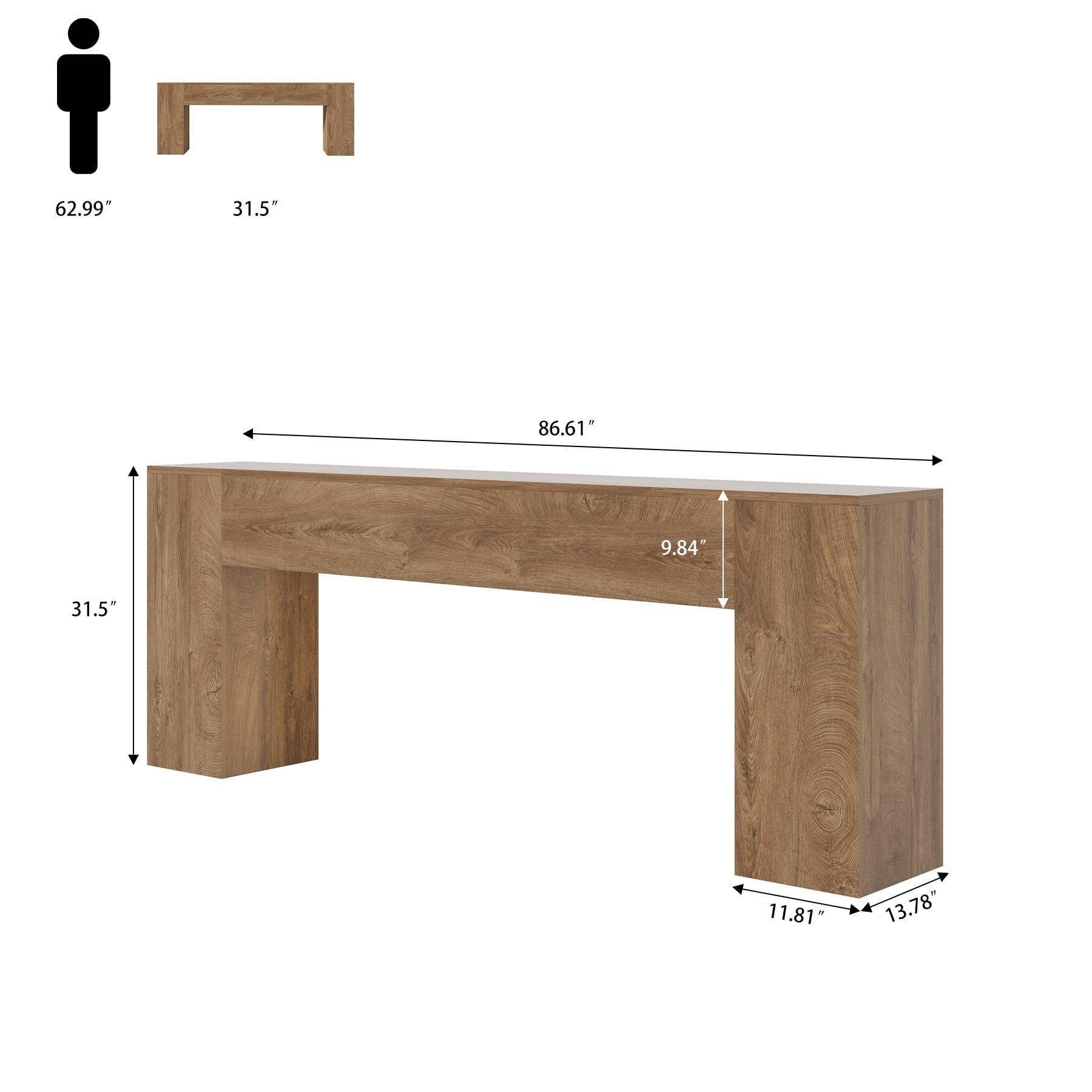 86-Inch Extra Long Console Table for Entryway, Wooden Behind Couch Table Narrow, Farmhouse Entrance Table for Hallway Living Room Apartment, Natural Oak Brown
